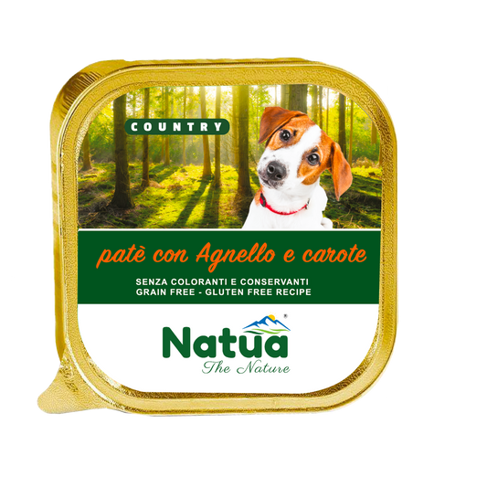 Natua Dog Country agnello carote 34x100 gr